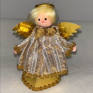 Vintage 5.5” Angel cardboard body felt face and hands small tree topper